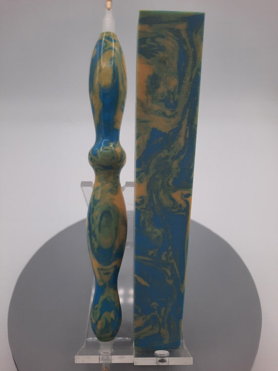Diamond Painting Pen  - Bahama Breeze Lava Lamp - Handmade Custom blue and yellow handcrafted lathe acrylic
