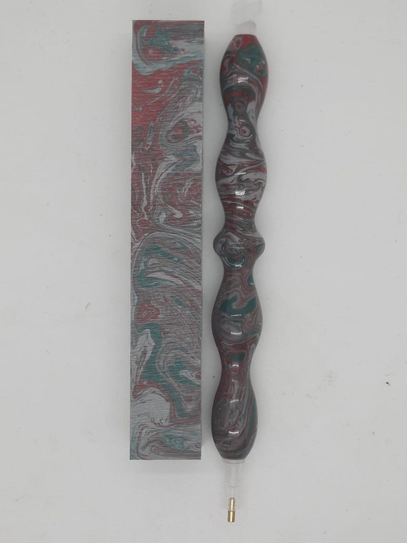 Diamond Painting Pen - Rose Thorn Color Explosion - Handmade Custom gray, red, green handcrafted lathe acrylic