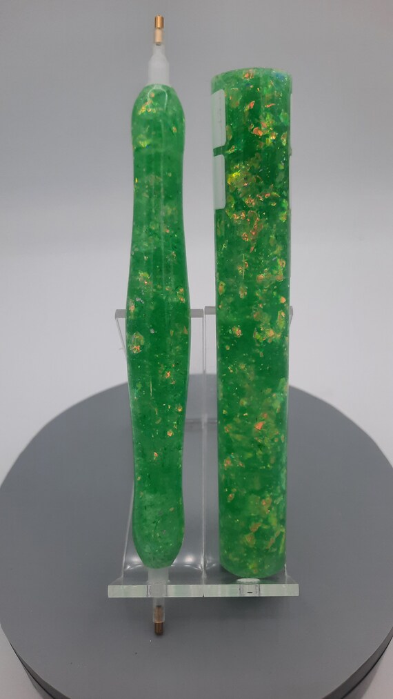 Diamond Painting Pen  - Lizard Scales Angel Wings Glitter - Handmade Custom green and gold handcrafted lathe acrylic sparkle