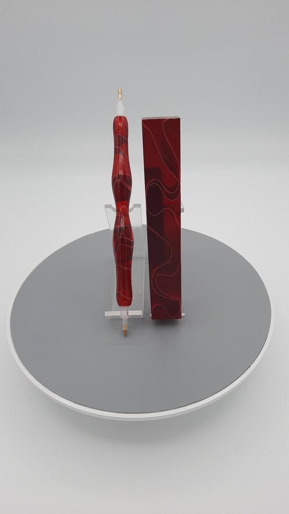 Diamond Painting Pen - Ruby Water - Handmade Custom red transparent see through handcrafted  lathe acrylic
