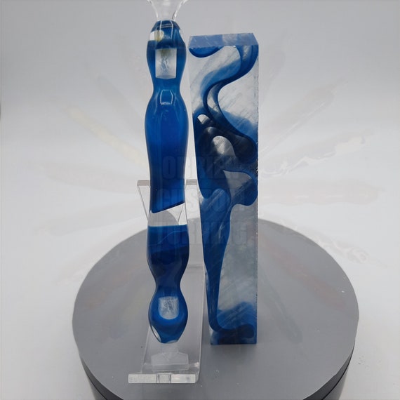Diamond Painting Pen - Caribbean Current - Handmade Custom blue clear see through transparent handcrafted lathe acrylic