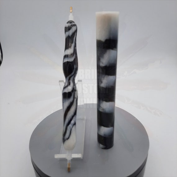 Diamond Painting Pen - Zebra stripe - Handmade Custom handcrafted  lathe black and white animal