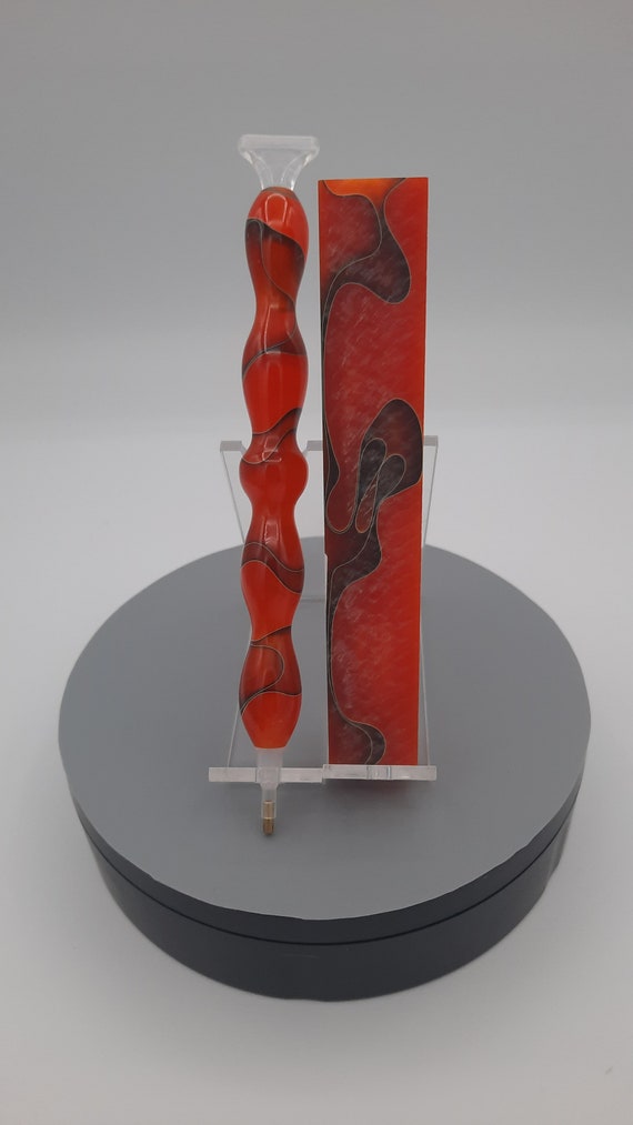 Diamond Painting Pen - orange and black swirl (Pale Pumpkin) - Handmade Custom handcrafted  lathe acrylic