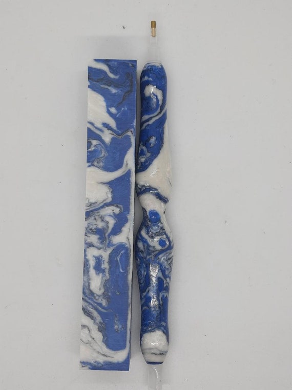 Diamond Painting Pen - Moon Sugar Vaper - Handmade Custom swirl blue and white handcrafted lathe acrylic