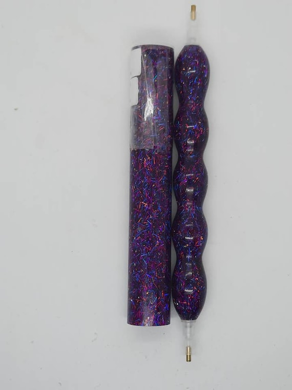 Diamond Painting Pen  - Night in Vegas Tinsel glitter - Handmade Custom purple handcrafted lathe acrylic sparkle shiny