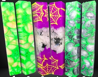 Diamond Painting Pen - Block E - handmade custom handcrafted lathe acrylic spiderweb spider web Halloween spooky - Castaway Creations