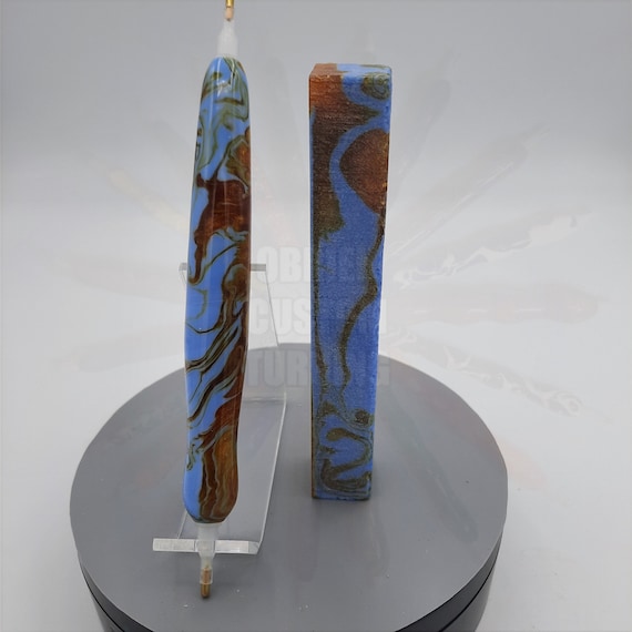 Diamond Painting Pen - Golden Glimmer Blue Sky - Handmade Custom handcrafted lathe acrylic