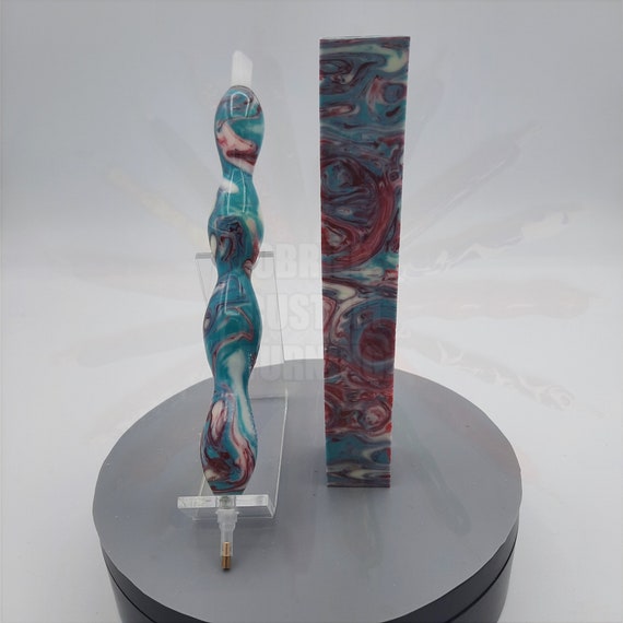 Diamond Painting Pen  - beach house - Handmade Custom handcrafted  lathe mint green, red, white swirl