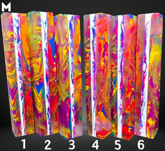 Diamond Painting Pen - Block M - handmade custom handcrafted lathe acrylic graffiti rainbow - Castaway Creations