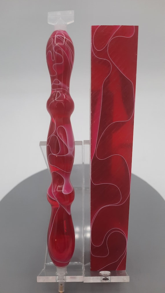 Diamond Painting Pen - Fuchsia Water - Handmade Custom red transparent see through handcrafted  lathe acrylic
