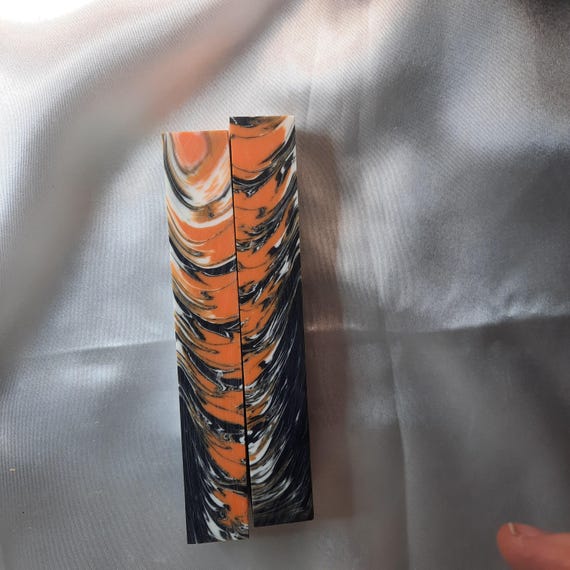Diamond Painting Pen - orange echo - Handmade Custom handcrafted  lathe orange, black white tiger stripe