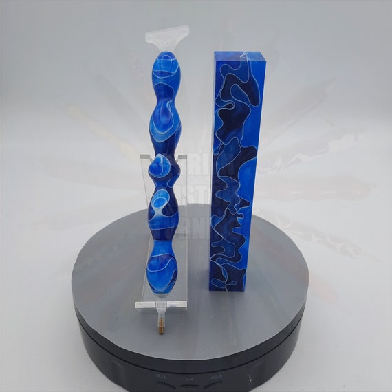 Diamond Painting Pen - Dark Blue and Light Blue Classic Swirl - Handmade Custom handcrafted  lathe acrylic