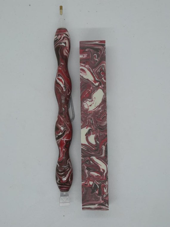 Diamond Painting Pen - Strawberry Shortcake Lava Explosion - Handmade Custom red, white, brown handcrafted lathe acrylic