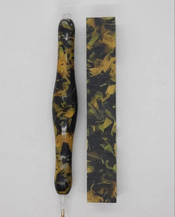Diamond Painting Pen  - Bumblebee Coral Reef - handmade custom handcrafted lathe acrylic black yellow mosaic