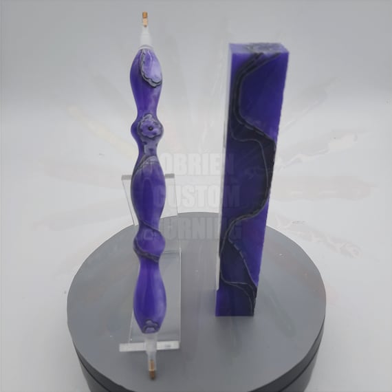 Diamond Painting Pen - purple mesh - Handmade Custom handcrafted  lathe acrylic purple black mesh