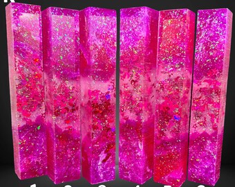 Diamond Painting Pen - Block K - handmade custom handcrafted lathe acrylic hot pink glitter - Castaway Creations