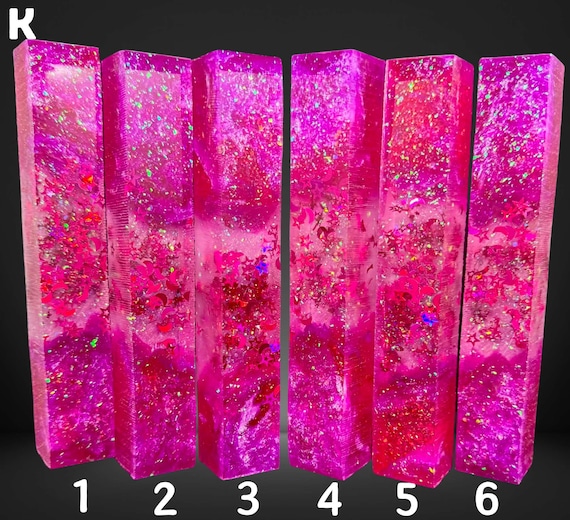 Diamond Painting Pen - Block K - handmade custom handcrafted lathe acrylic hot pink glitter - Castaway Creations
