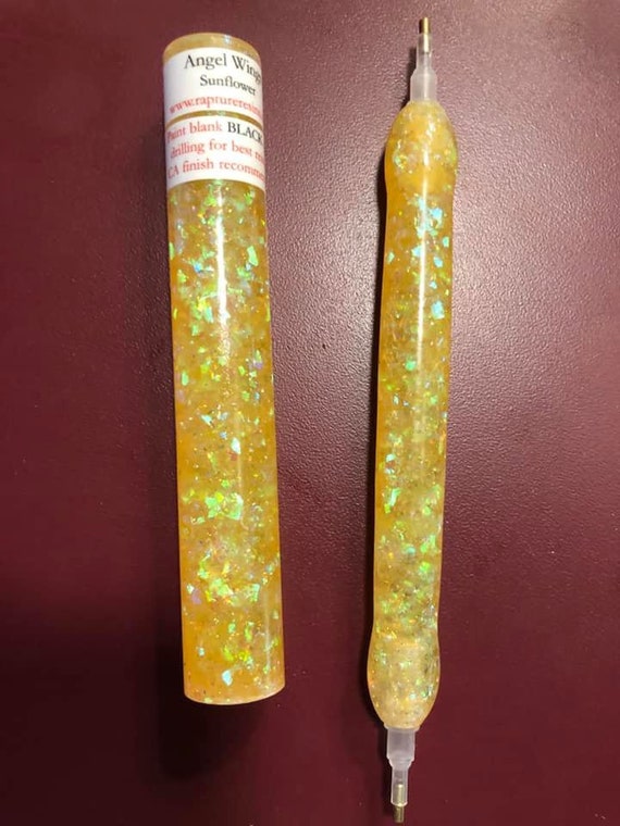 Diamond Painting Pen  - Sunflower Angel Wings Glitter - custom handmade yellow handcrafted lathe acrylic sparkle shiny