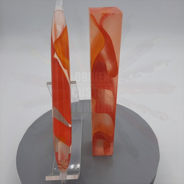 Stylo diamant peinture - Fire Glass - Fait main, transparent orange transparent transparent pour tour fabriqué à la main en acrylique
