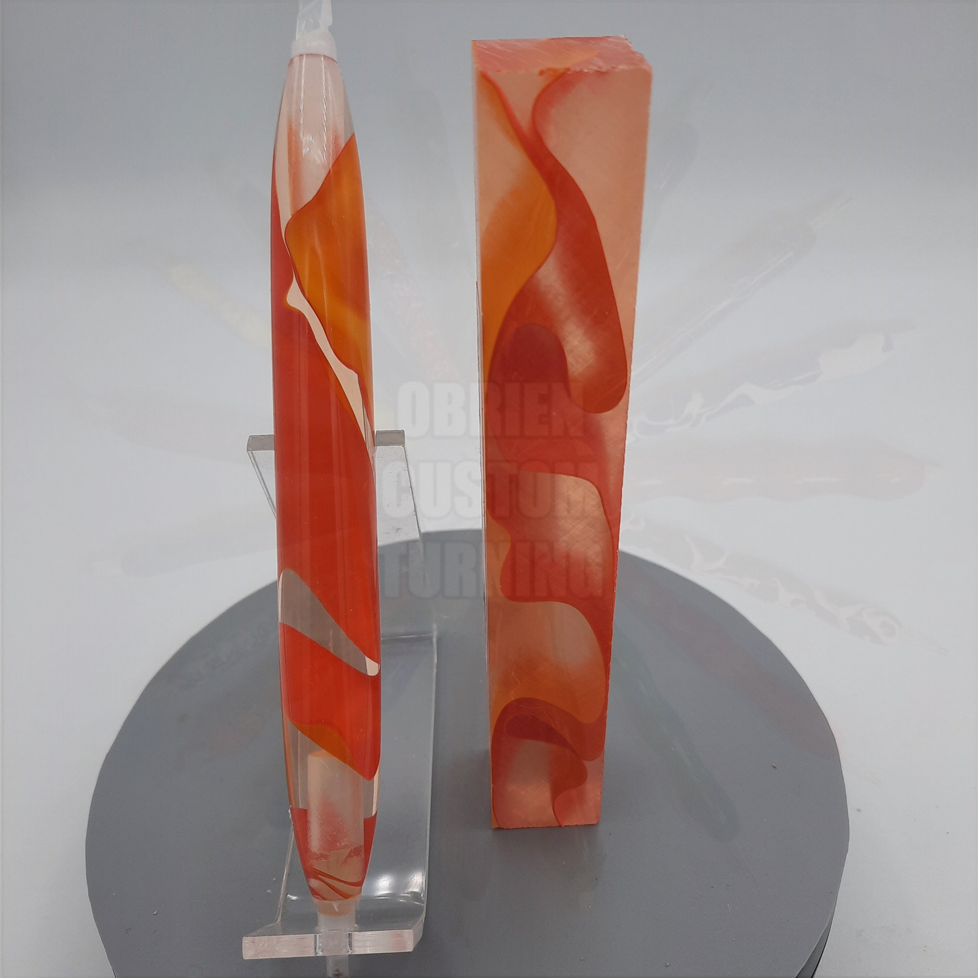 Diamond Painting Pen Fire Water Handmade Custom Orange, Yellow, Clear,  Transparent, See Through Hand Turned Lathe Acrylic 