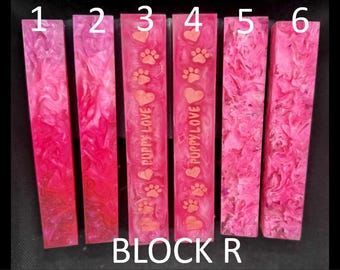 Diamond Painting Pen - Block R - handmade custom handcrafted lathe acrylic pink - Castaway Creations