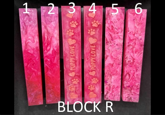 Diamond Painting Pen - Block R - handmade custom handcrafted lathe acrylic pink - Castaway Creations