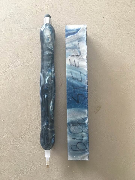 Diamond Painting Pen  - Blue Steel - custom handmade handcrafted lathe acrylic