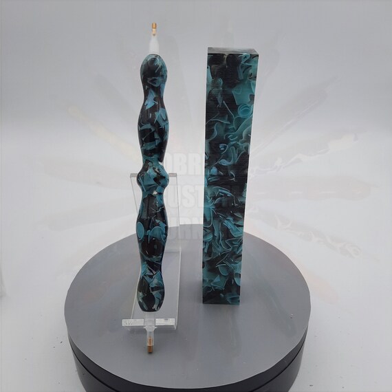 Diamond Painting Pen  - Sea Foam Black Coral Reef - Handmade Custom blue handcrafted lathe acrylic blue mosaic