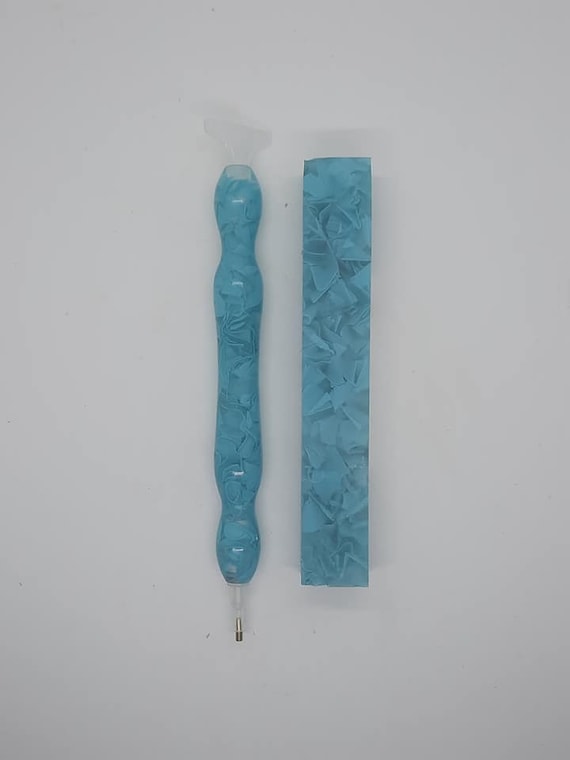 Diamond Painting Pen  - Sea Foam Reef - custom handmade blue handcrafted lathe acrylic mosaic