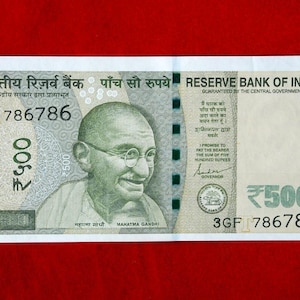 Rupee Währung Altes Geld Unc Banknoten, Reserve Bank of India & seltene Währung 500 Rupees Lucky Holy Nummer 786786 Hinweis für Geldsammler