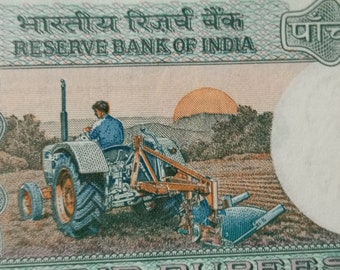 Buy 1 get 1 free Vintage Indian 5 Rupees Tractor Figure  Banknote Collection: Timeless Treasury of History and Culture