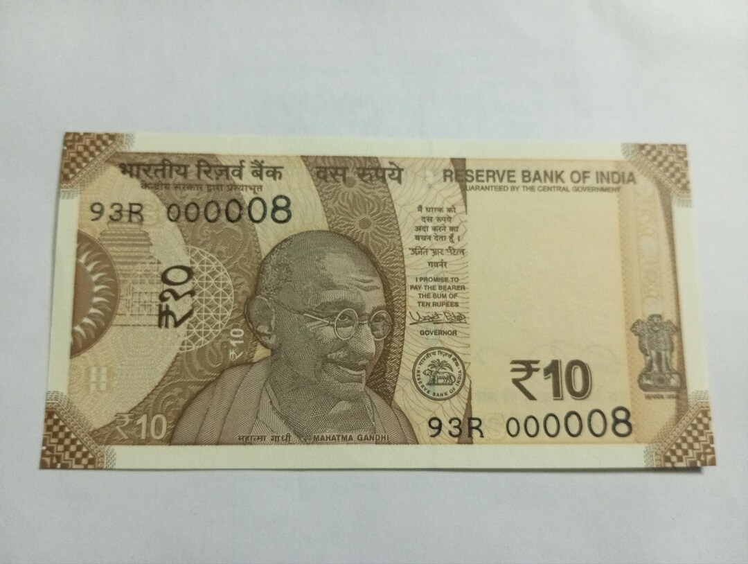 Indian Gandhi 10rs/-uncirculated Banknote With Chinese Lucky Serial ...
