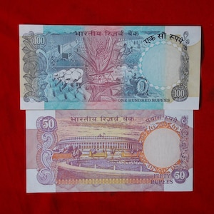 Indische Vintage 2 Unc Banknoten