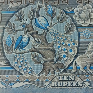 Seltene Indische Vintage 10 Rupien Banknote - Sammlermünze, Historisches Papiergeld, numismatisches Geschenk Begrenzte Zeit 1+1:Angebot