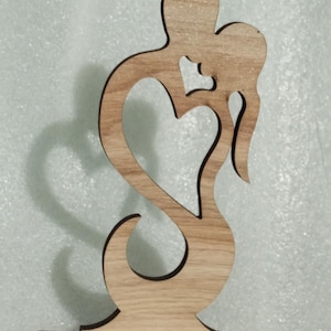 Statuette Decorative Abstract Couple Sculpture, Romantic Couple&#39;s Love and Wooden Carved Figurine Ornament Sculpture for Decor