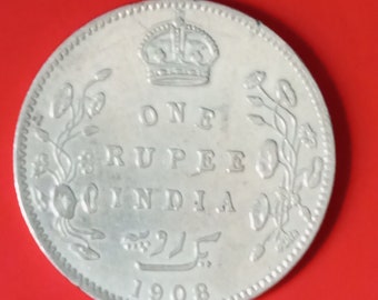 Indian 1 Rupee 1908 Silver Coin For Sale