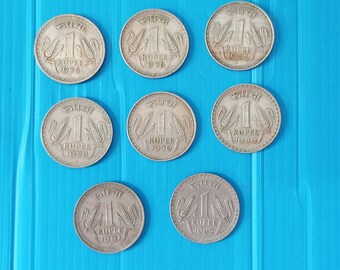 Vintage Indian Dabbu Big Genuine Coins Lot: 1975-1982 (Set of 8)