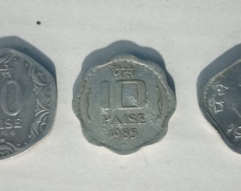 Indian Vintage Aluminum Coin Lot: 5 Paise, 10 Paise, 20 Paise - Set of 3 Coins