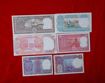 ネパール 10、2、1ルピー紙幣 4枚セット 1970年代～1990年代 カラフル