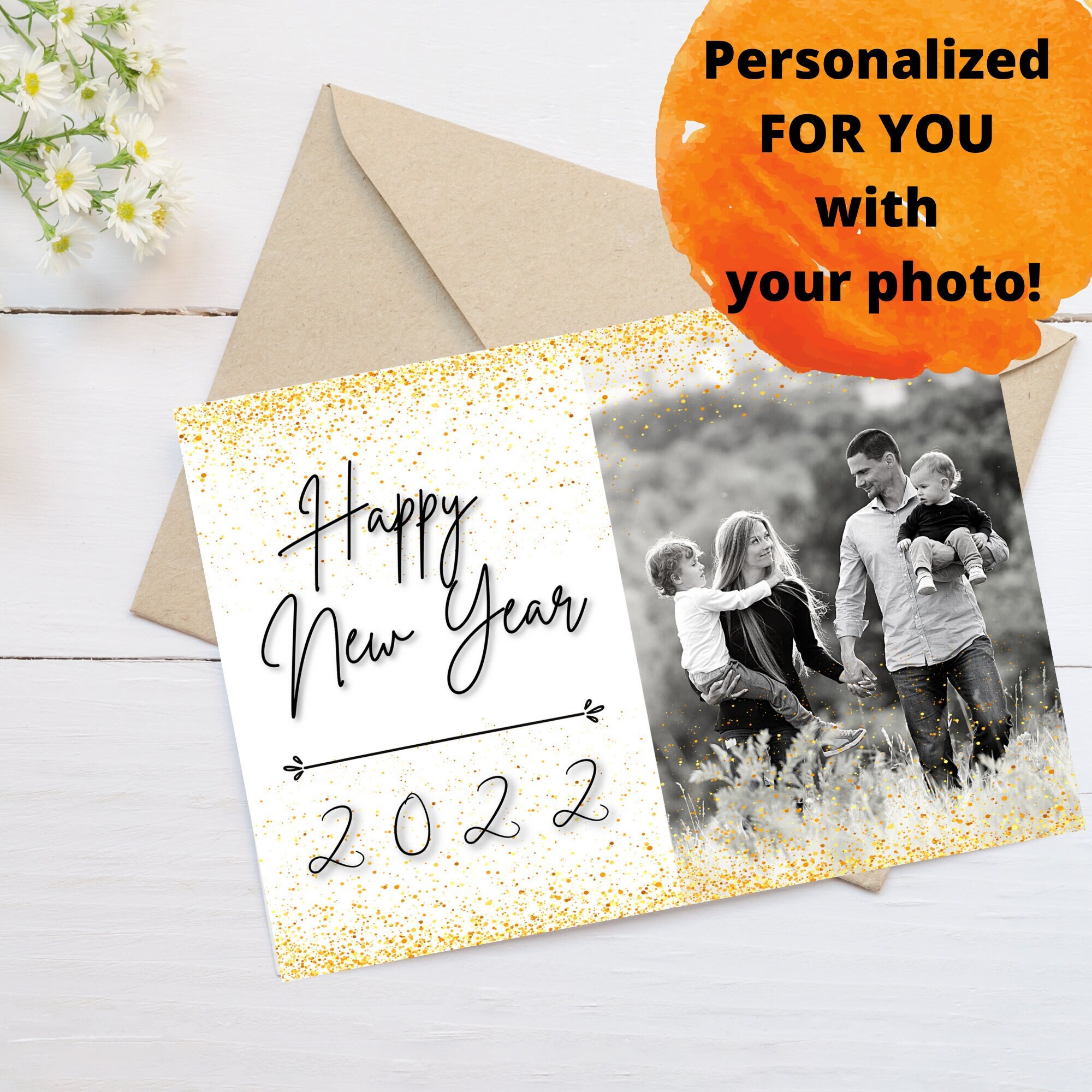 Printable New Years Photo Card Custom Photo Happy New Year Etsy