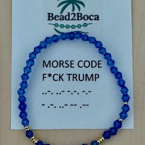 F*CK TRUMP Morse Code Beaded Crystal Bracelet Novelty Bracelet Fun Jewelry