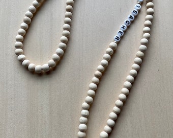 Teachers lanyard custom nurse lanyard personalized wooden bead lanyard great gift idea for her