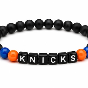 New York Knicks herrarmband NBA-fangåva matt onyxpärlarmband basketsmycken matchdagstillbehör