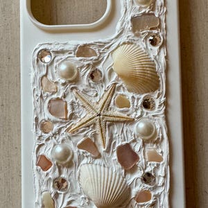 Shell-telefoonhoesje Handgemaakte gepersonaliseerde telefoonhoes Beach Lover Crystal Sparkly Starfish Mozaïek Shell-telefoonhoesje