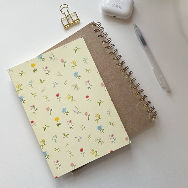 Tiny Flowers A5 Oil Chalk Illustration Cover Notebook | Planner | Sketchbook