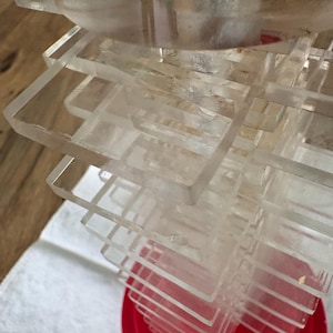 Aged Vintage MCM Stacked Acrylic Lamp Base Part As Is Restoration Project image 10
