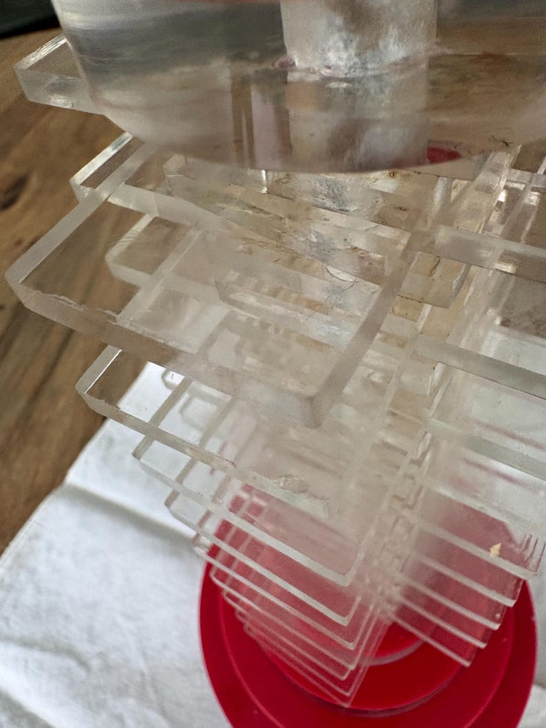 Aged Vintage MCM Stacked Acrylic Lamp Base Part As Is Restoration Project image 10