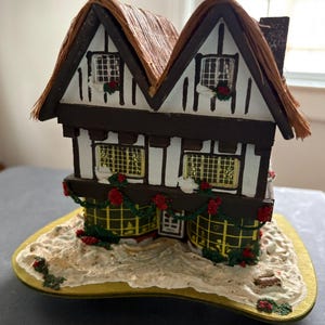 Vintage Pauline Ralph Christmas Cottage Music Trinket Box • Twelve Days (Preowned)