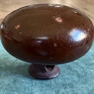 Aged Brown Porcelain Doorknob Vintage Ceramic Door Knob Salvaged Architectural Hardware