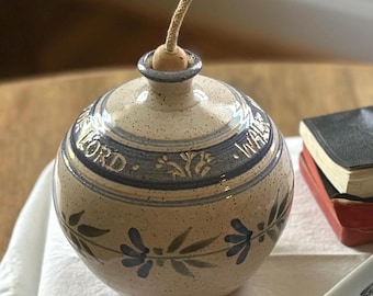 Vintage Handmade Pottery Oil Lamp “Walk in the Light of the Lord” Signed 1988 Stoneware